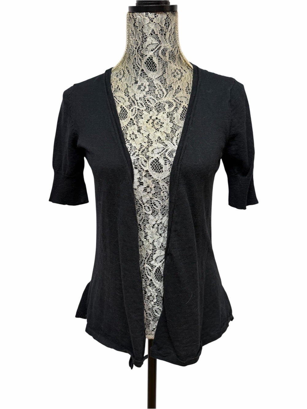 Maurices XL Black Open Knit Short Sleeve Lightweight Boho Cardigan